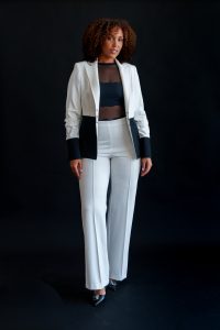 MELINDA TWO TONE JACKET IN  in white black - Image 6