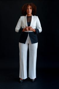 MELINDA TWO TONE JACKET IN  in white black - Image 5