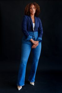 Melinda Two Tone Jacket in navy denim - Image 5