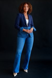 Melinda Two Tone Jacket in navy denim