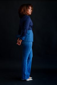 Melinda Two Tone Jacket in navy denim - Image 3