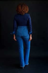 Melinda Two Tone Jacket in navy denim - Image 2