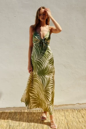 Tropical Adventures Knot Front Maxi Dress - large