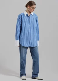 Salovas shirt in blue stripe - LARGE - Image 7