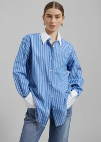 Salovas shirt in blue stripe - LARGE