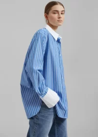 Salovas shirt in blue stripe - LARGE - Image 3