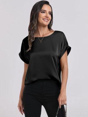 lindie Satin Top in black - Image 3