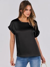 lindie Satin Top in black - Image 2