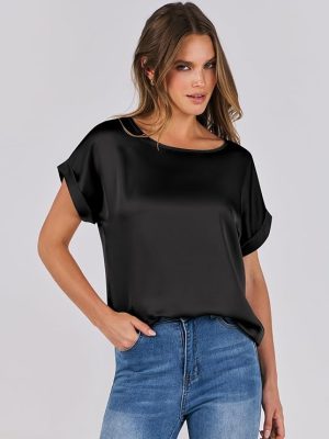 lindie Satin Top in black - Image 4