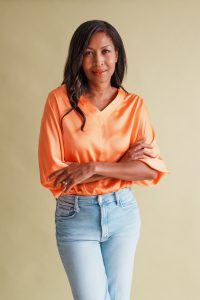 Tara Satin blouse in orange - small