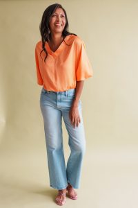 Tara Satin blouse in orange - small - Image 6