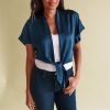 SAMANTHA TIE satin BLOUSE In navy - SMALL