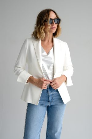 Melinda Solid Jacket in Off White