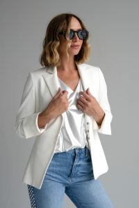 Melinda Solid Jacket in Off White - Image 3