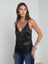 Bryna Silk Lace Camisole in black - Image 5