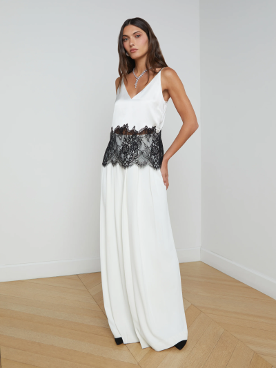 Bryna Silk Lace Camisole in white/black Large - Image 10