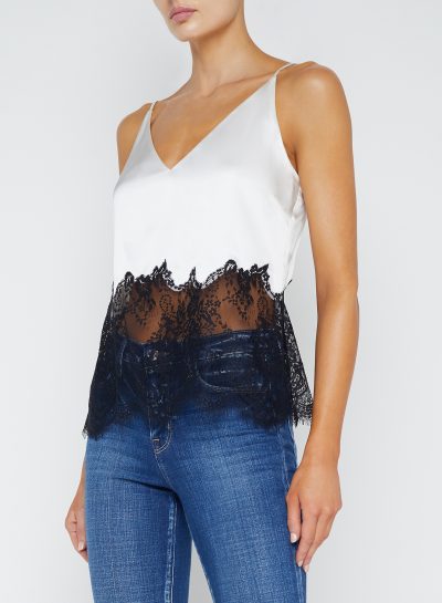 Bryna Silk Lace Camisole in white/black Large - Image 4