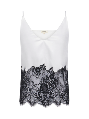 Bryna Silk Lace Camisole in white/black - Image 3