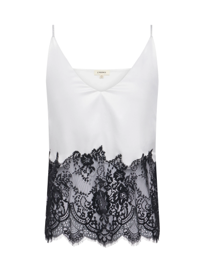 Bryna Silk Lace Camisole in white/black Large - Image 3