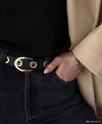 Leah Nappa Belt in black gold - Image 4