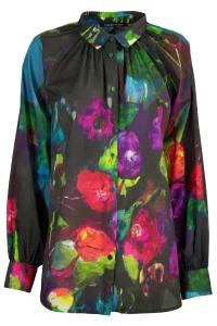 Matty Floral Print Blouse in black multi - Image 4