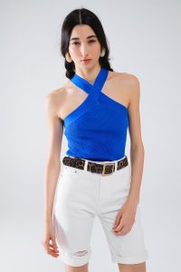 Tommy KNITTED CROSS FRONT CROPPED TOP - medium