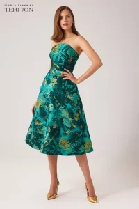 Paiytn Jacquard Flare Midi Dress - Image 3