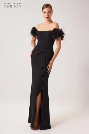 Arana Gown With Feather Puff Sleeves - Image 3