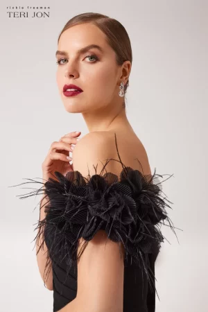 Arana Gown With Feather Puff Sleeves - Image 2