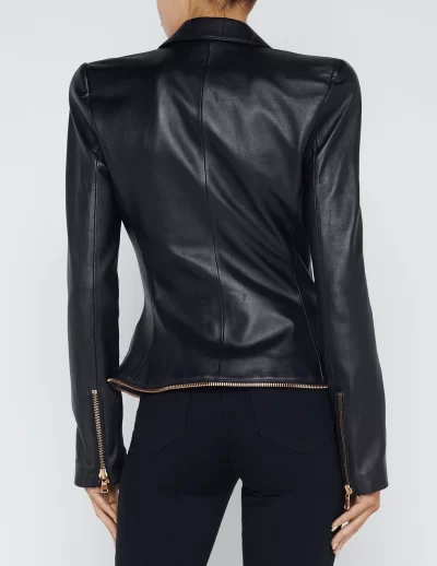 Ottilie Zipper Trim Leather Blazer sz 12 - Image 3
