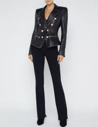 Ottilie Zipper Trim Leather Blazer - Image 2