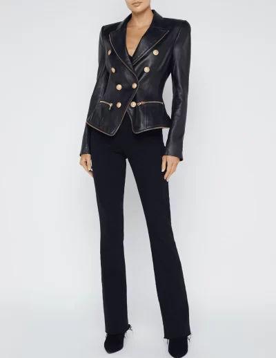 Ottilie Zipper Trim Leather Blazer sz 12 - Image 2