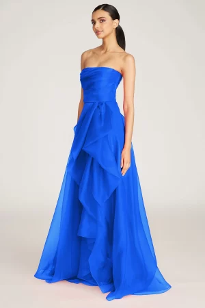 Teresa Strapless Draped Gown in brilliant blue - Image 3