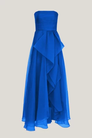 Teresa Strapless Draped Gown in brilliant blue - Image 5