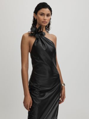 Rhia Faux Leather One-Shoulder Maxi Dress