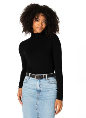 Bamboo Short Turtleneck in black