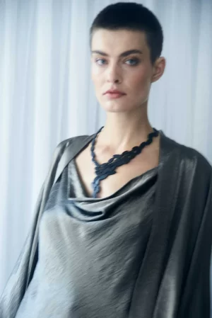 Emma V Necklace - Black - Image 2