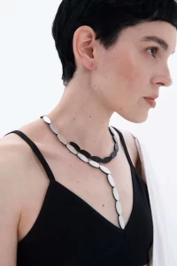 Emma Y Necklace - Silver + Black - Image 2