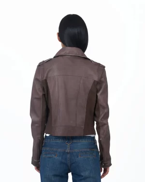 Piper Patina Leather Jacket in Bark - Image 4