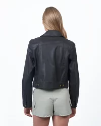 Hayden Nailhead Leather Jacket Chocolate- small - Image 3