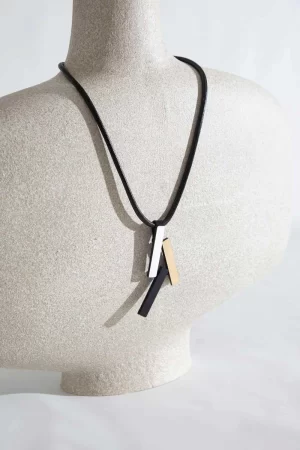 Ray Pendant Necklace - Silver+Black+Gold - Image 2