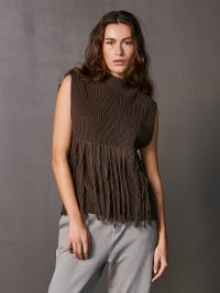 VIRNA knit vest in dark brown XL