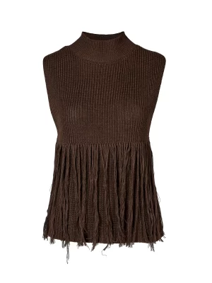 VIRNA knit vest in dark brown XL - Image 7