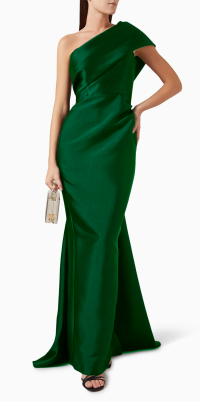 juna Taffeta Train Gown in hunter