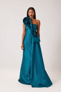 Jaylene Flower Side Drape Gown