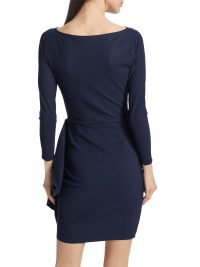 Hypnos Draped Bodycon Midi Dress  in blu notte - Image 6