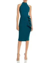 gudrum ruffled sheath dress in teal