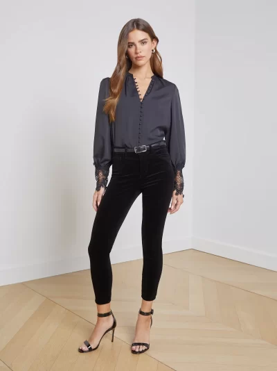 Ava Lace Cuff Top in Black - large - Image 3