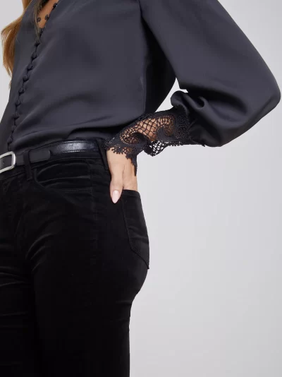 Ava Lace Cuff Top in Black - large - Image 5