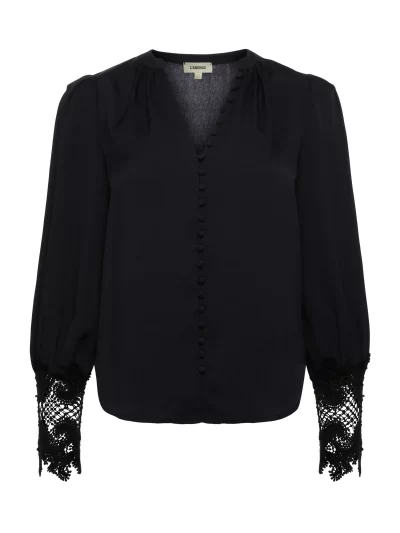Ava Lace Cuff Top in Black - large - Image 2